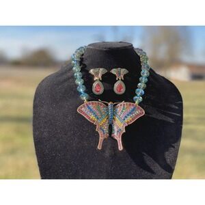 NEW HEIDI DAUS *Modern Monarch* Beaded Crystal Butterfly Necklace & Earrings set
